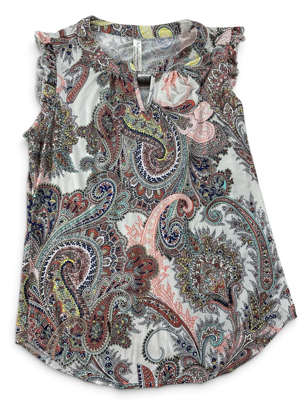 PerSeption Concept White Paisley Ruffle-Trim Camisole